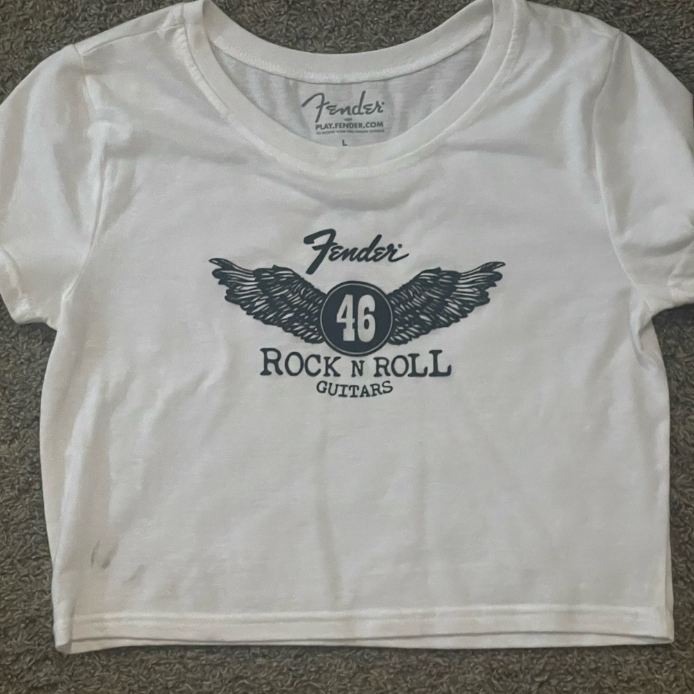 Fender Black and White Short Sleeve Tee with Rock & Roll Logo